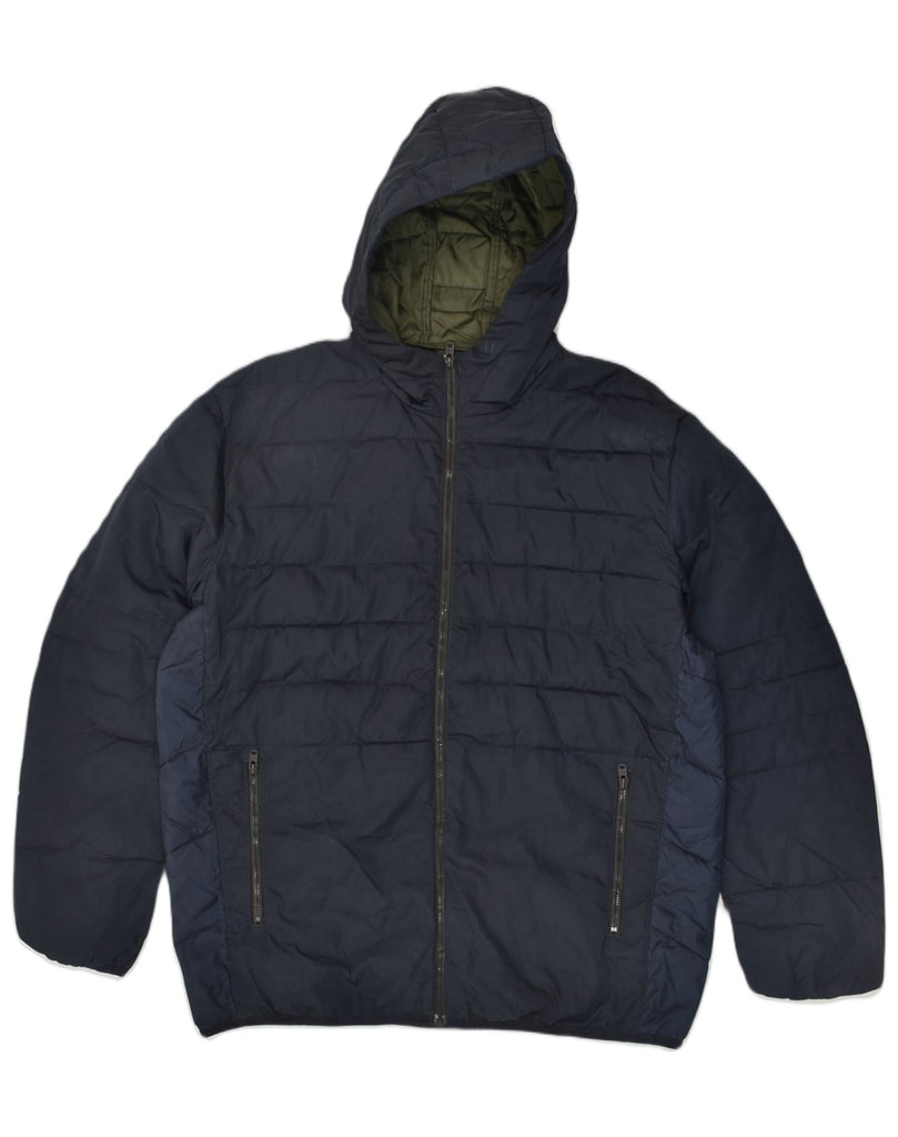 JACK & JONES Mens Hooded Padded Jacket UK 44 2XL Navy Blue | Vintage Jack & Jones | Thrift | Second-Hand Jack & Jones | Used Clothing | Messina Hembry 