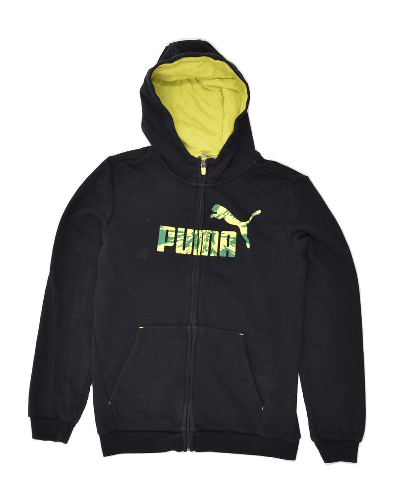 PUMA Girls Graphic Hoodie Jumper 13-14 Years Black Cotton | Vintage Puma | Thrift | Second-Hand Puma | Used Clothing | Messina Hembry 