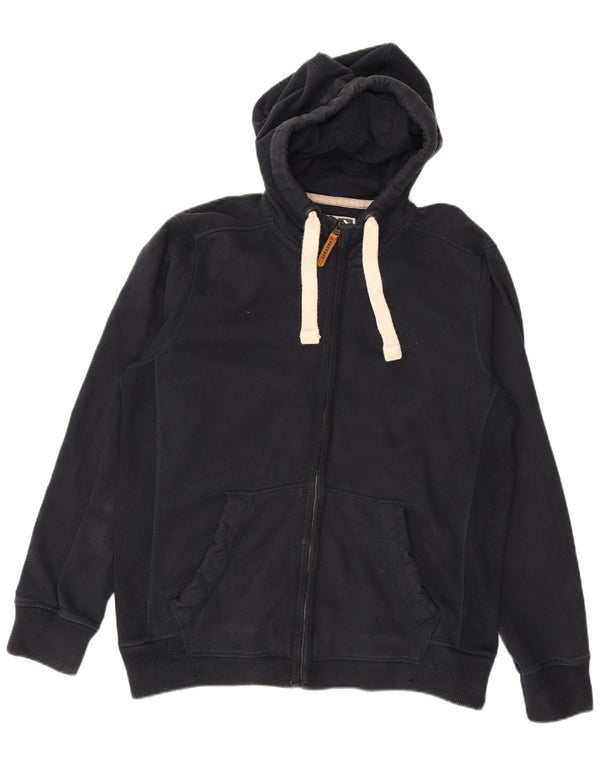 FAT FACE Mens Zip Hoodie Sweater Large Navy Blue Cotton