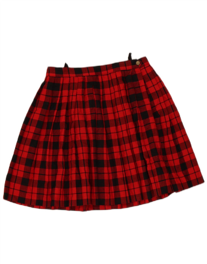 Vintage Womens Pleated A-Line Skirt EU 38 Medium W28  Red Plaid Polyester