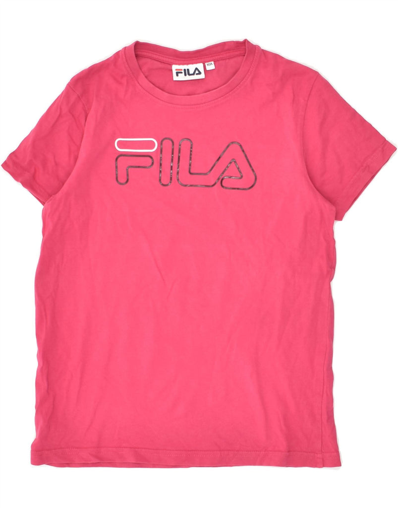 FILA Girls Graphic T-Shirt Top 9-10 Years Pink | Vintage Fila | Thrift | Second-Hand Fila | Used Clothing | Messina Hembry 