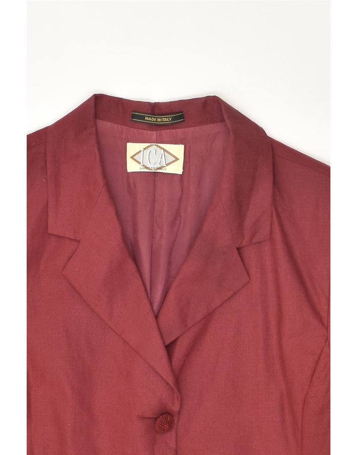 VINTAGE Womens Short Sleeve 4 Button Blazer Jacket UK 16 Large Maroon | Vintage Vintage | Thrift | Second-Hand Vintage | Used Clothing | Messina Hembry 