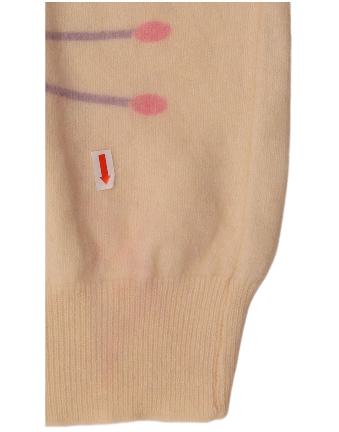 VINTAGE Womens Crew Neck Jumper Sweater UK 16 Large Off White Geometric