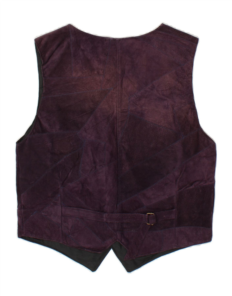 VINTAGE Womens Leather Gilet UK 14 Large Purple Leather | Vintage Vintage | Thrift | Second-Hand Vintage | Used Clothing | Messina Hembry 