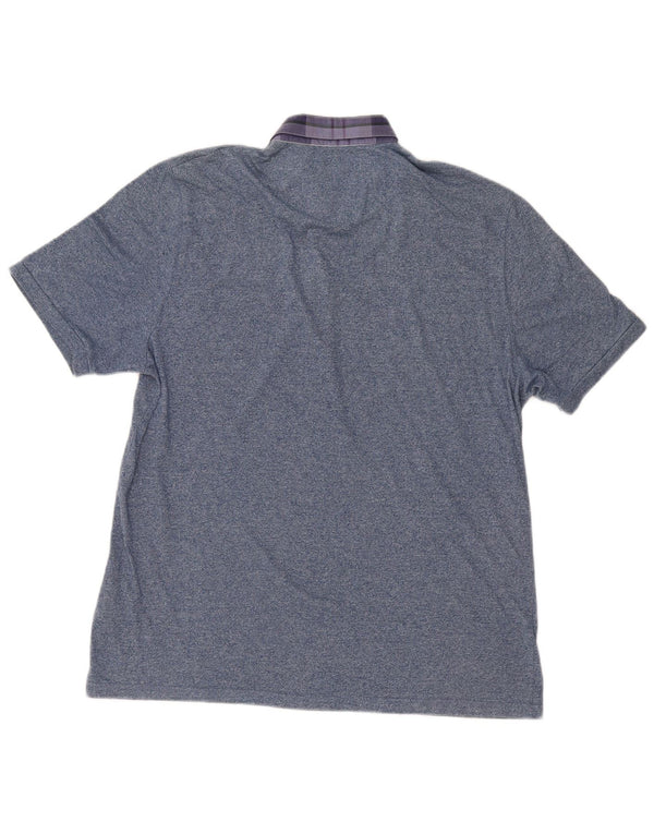 Ted Baker Mens Polo Shirt Size 6 2XL Blue Flecked Cotton