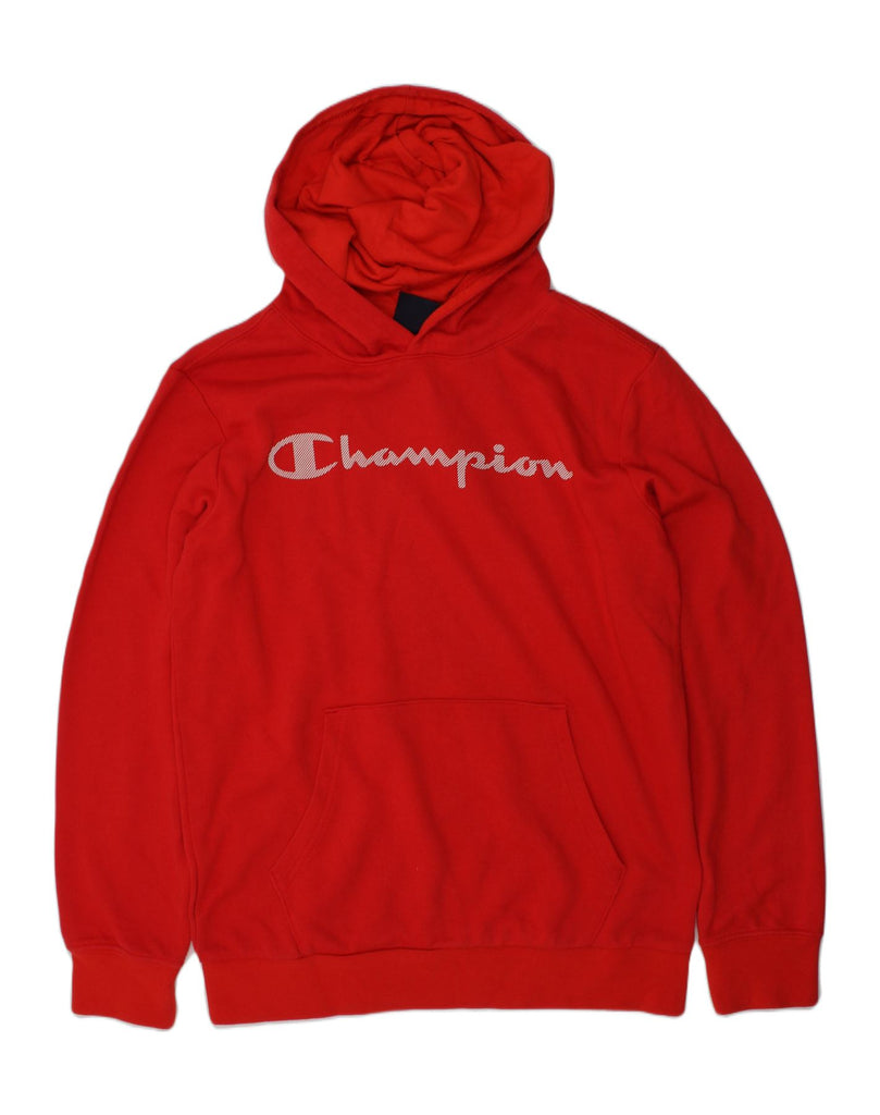 CHAMPION Boys Graphic Hoodie Jumper 11-12 Years Large  Red Cotton | Vintage Champion | Thrift | Second-Hand Champion | Used Clothing | Messina Hembry 