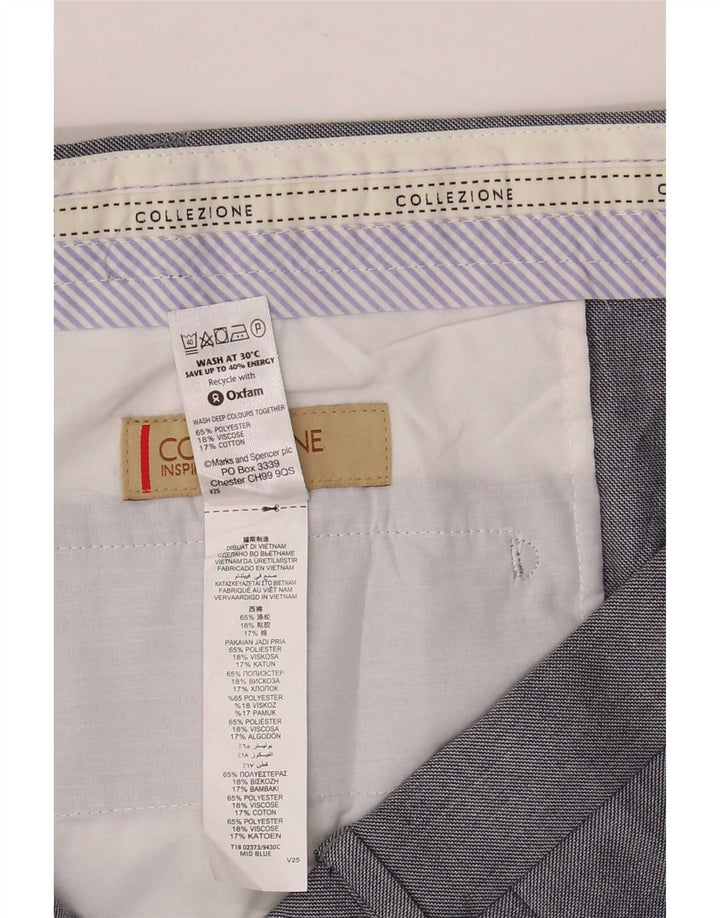 Marks & Spencer Mens Straight Chino Trousers W44 L29 Grey Polyester