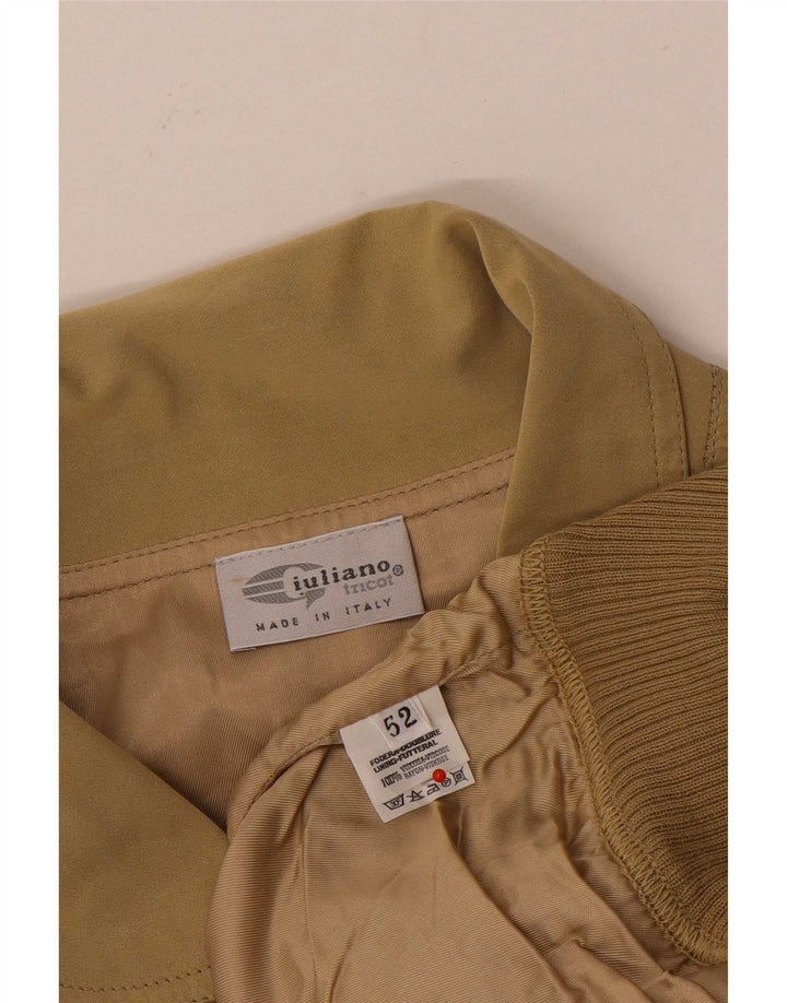 Vintage Mens Bomber Jacket IT 52 XL Beige Colourblock