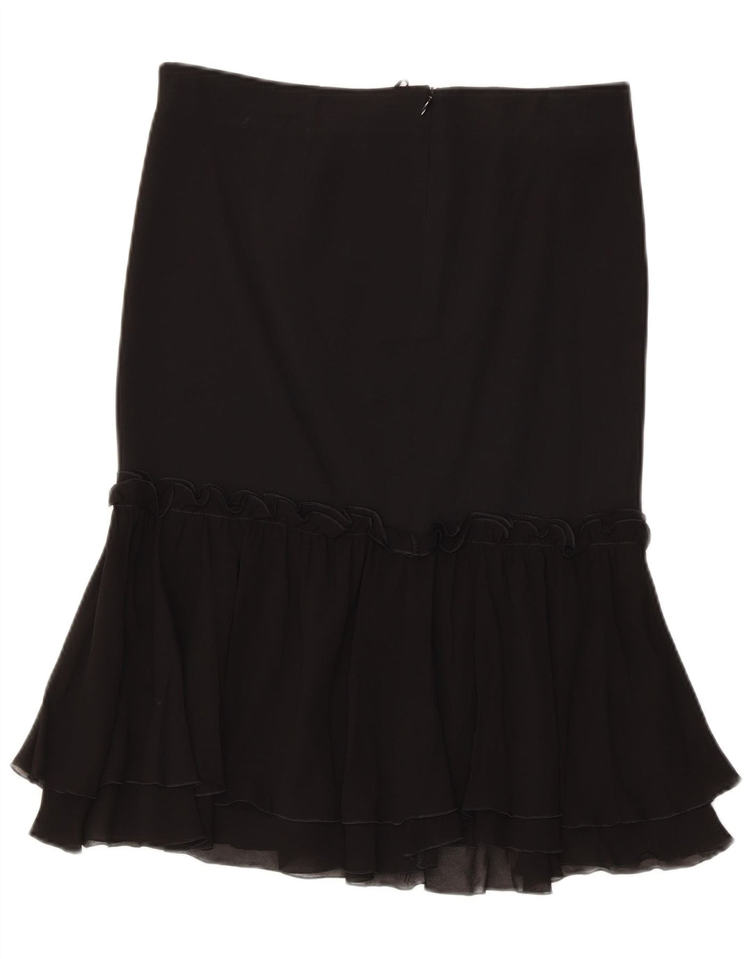 Iceberg Womens Ruffle Skirt IT 44 Medium W32 Black Silk