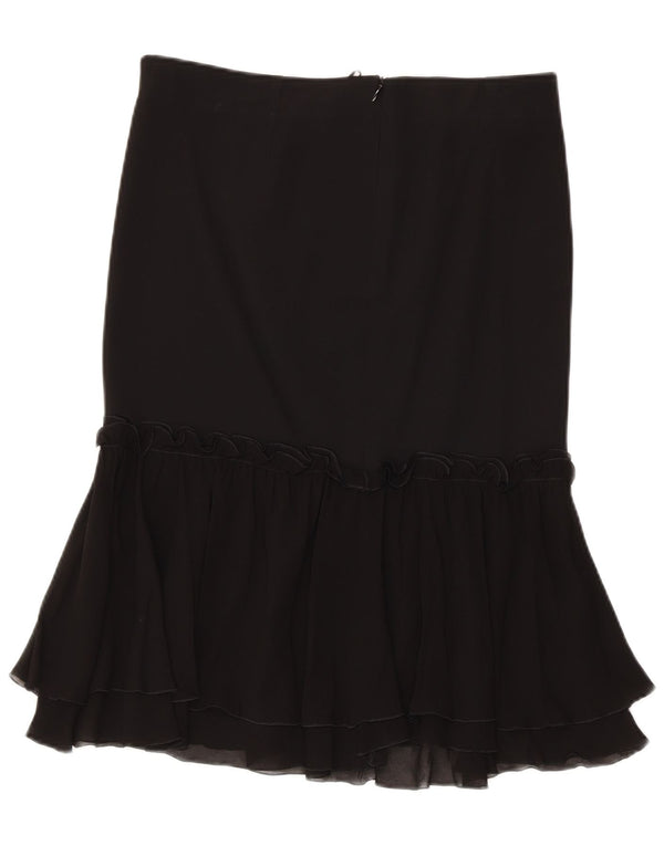 Iceberg Womens Ruffle Skirt IT 44 Medium W32 Black Silk