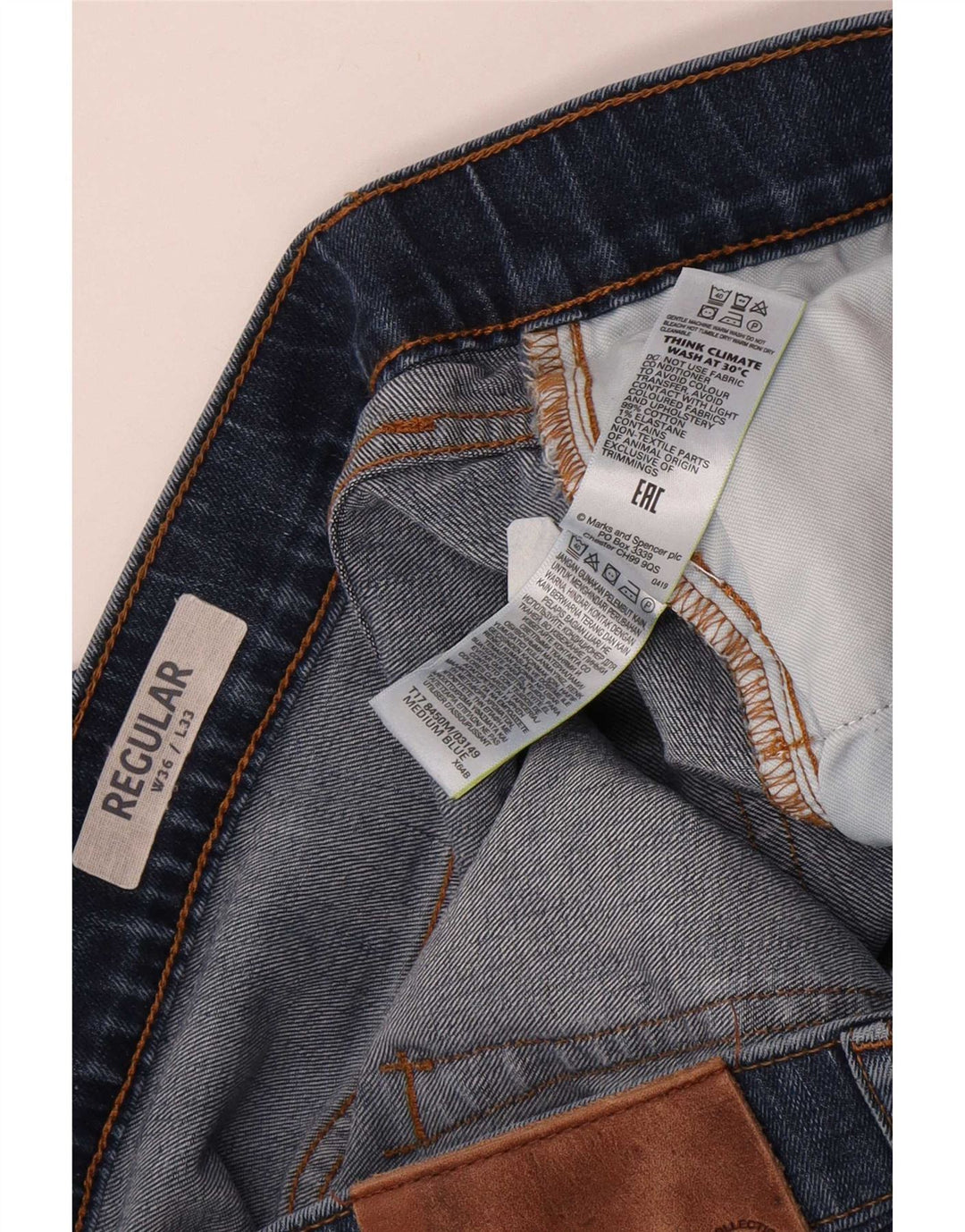 Marks & Spencer Womens Regular Straight Jeans W36 L29 Blue Cotton