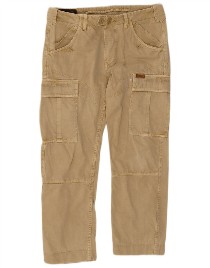 Marlboro Classics Mens Straight Cargo Trousers W33 L28 Beige Cotton