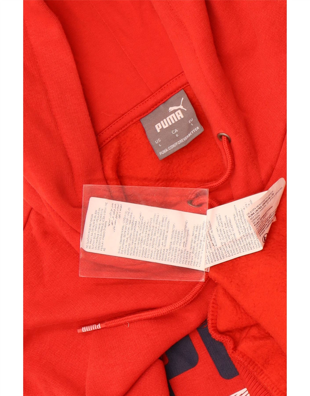Puma Mens Graphic Hoodie Jumper Large Red Cotton