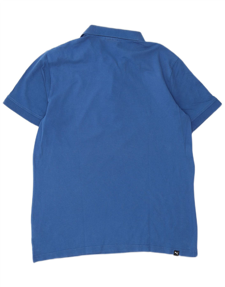 PUMA Mens Graphic Polo Shirt Medium Blue Cotton
