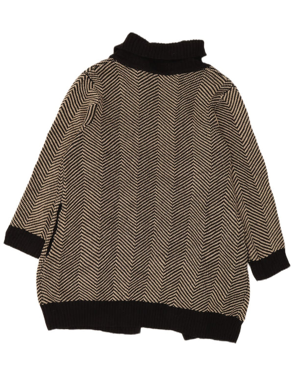 Autograph Womens Longline Open Cardigan Sweater UK 14 Medium Black Chevron