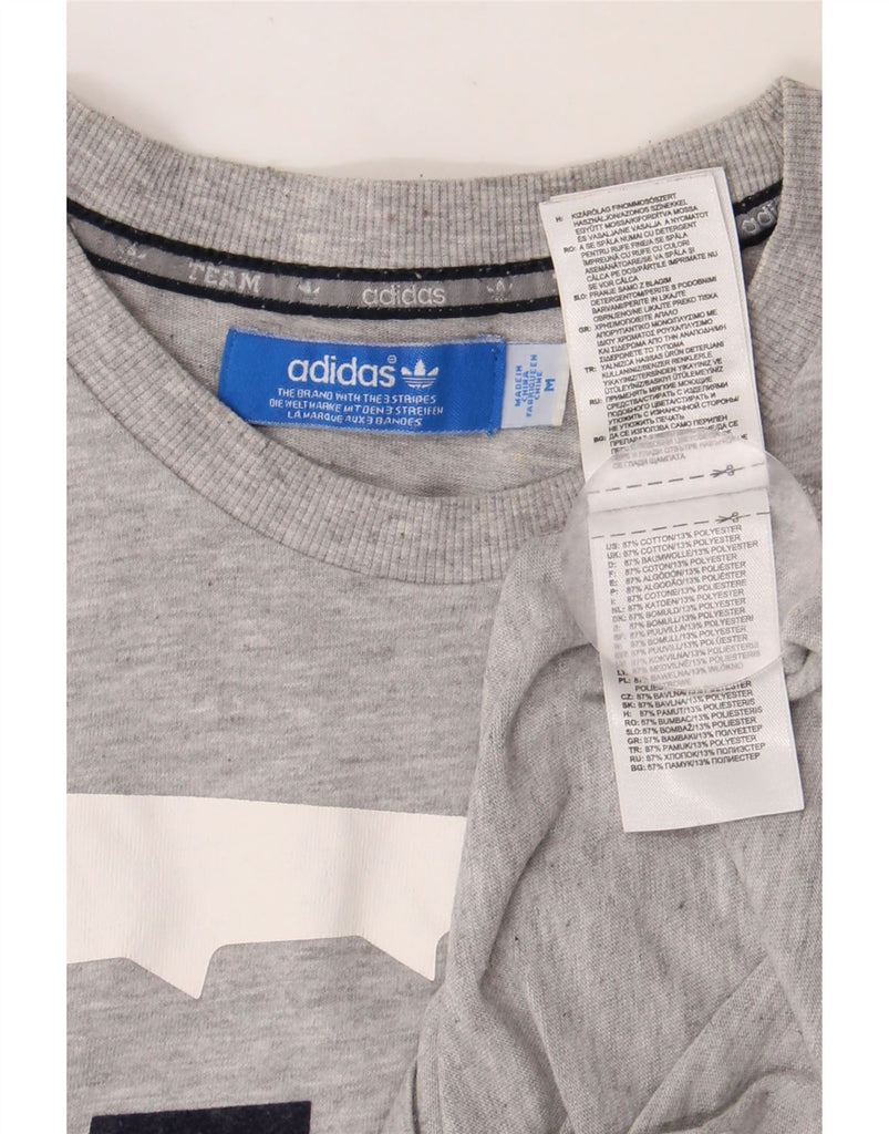 ADIDAS Mens Graphic T-Shirt Top Medium Grey Cotton Vintage Adidas and Second-Hand Adidas from Messina Hembry 