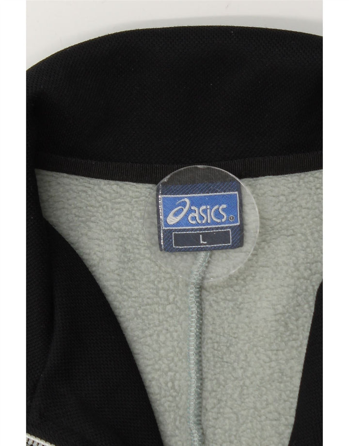 Asics Mens Zip Neck Fleece Jumper Large Green Colourblock