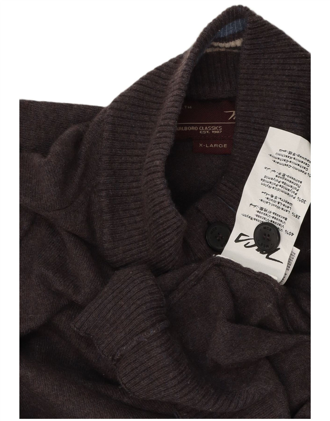 MARLBORO CLASSICS Womens Button Neck Jumper Sweater UK 18 XL Grey Rayon