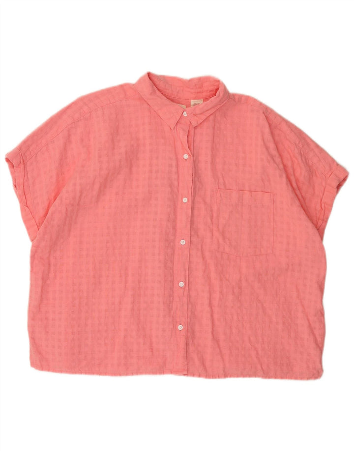 Levi's Womens Short Sleeve Oversized Shirt UK 16 Large Pink Check