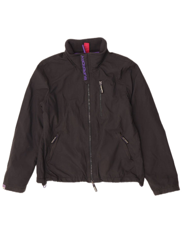 Superdry Womens The Windhiker Graphic Windbreaker Jacket UK 14 Large Black