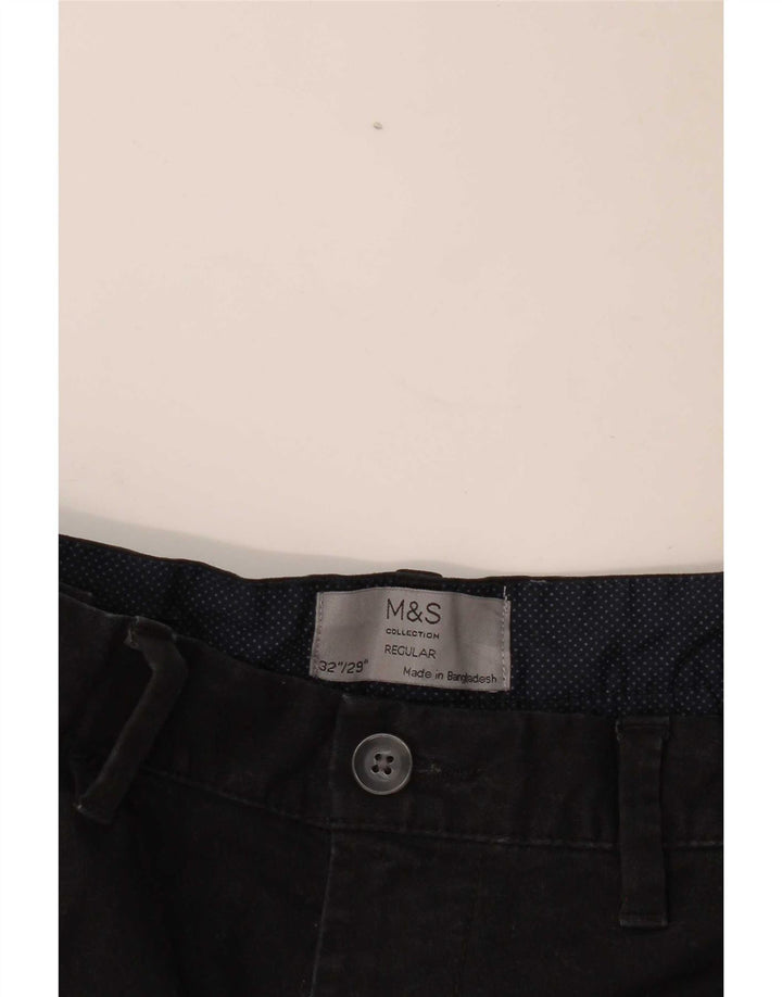 Marks & Spencer Mens Straight Regular Fit Chino Trousers W32 L29 Black