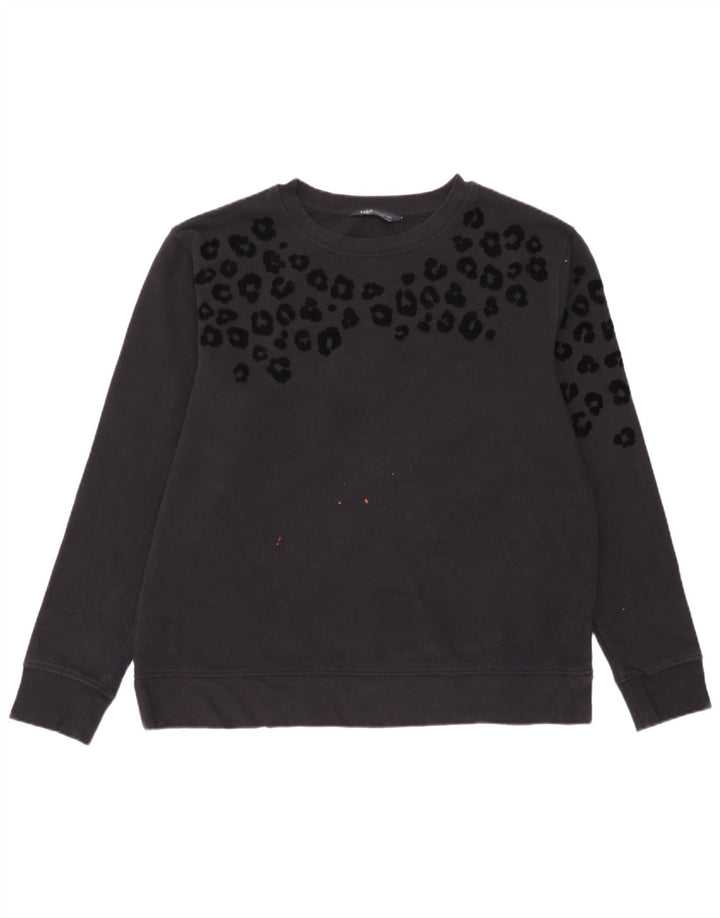 Marks & Spencer Womens Sweatshirt Jumper UK 14 Medium Black Animal Print