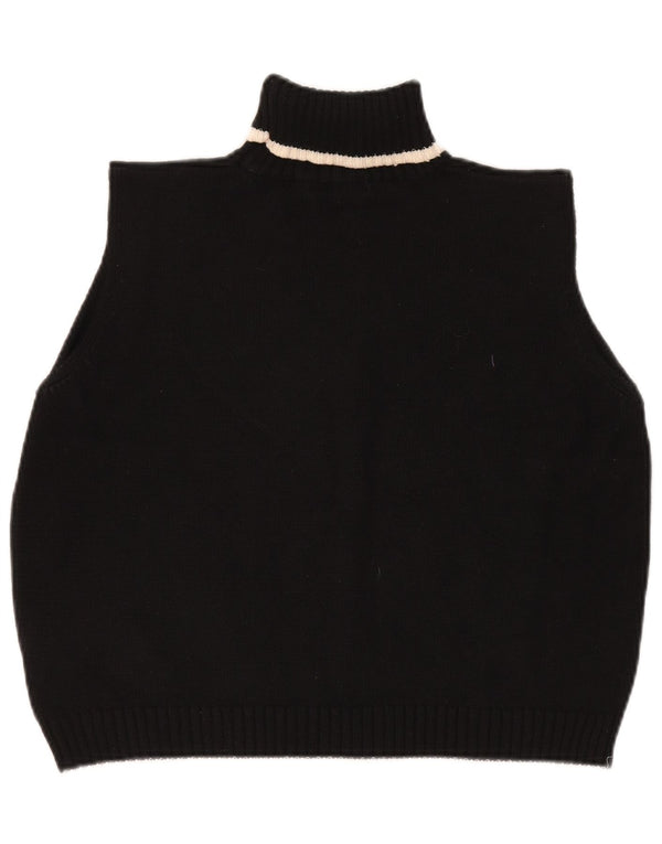 Essentials Womens Crop Roll Neck Vest Tank Top UK 22/24 2XL Black Cotton