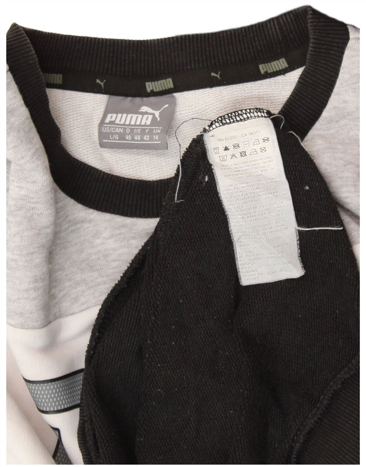 PUMA Womens Graphic Sweatshirt Jumper UK 14 Large  Black Colourblock