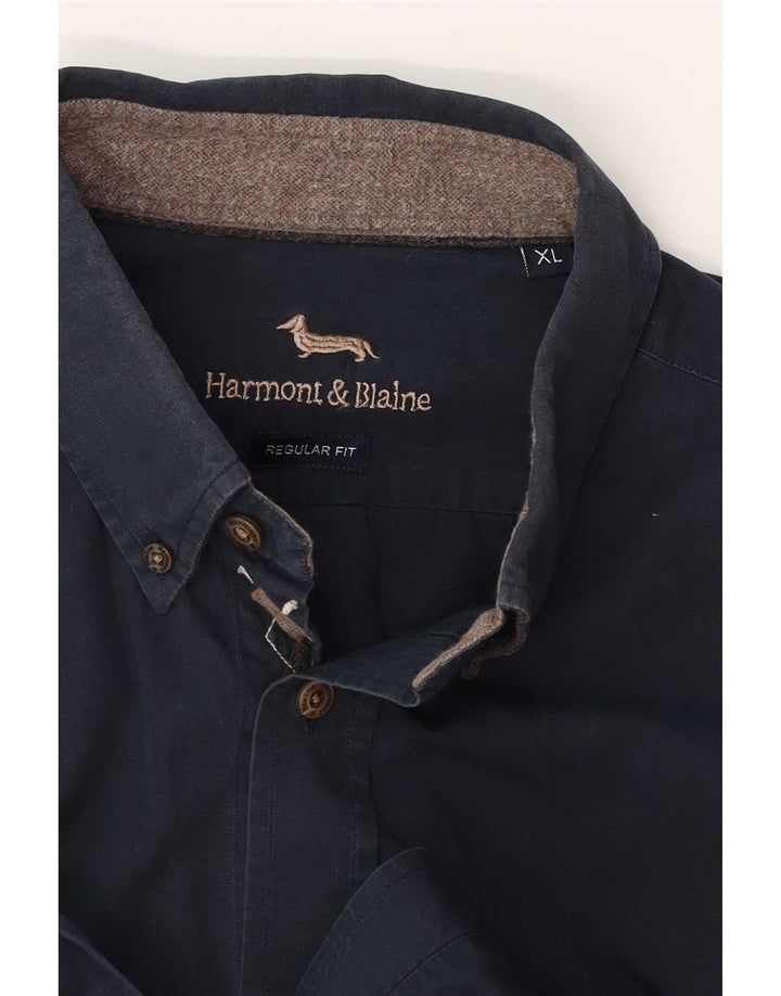 Harmont & Blaine Mens Regular Fit Shirt XL Navy Blue