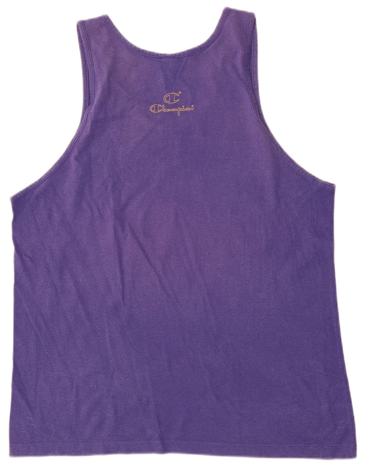 Champion Mens Graphic Vest Top Large Purple Cotton