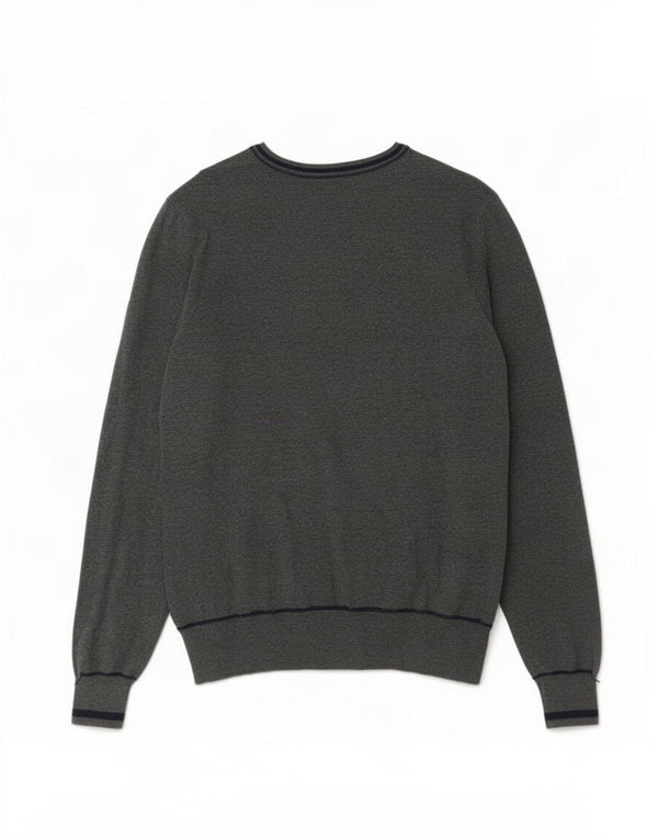 Zara Mens Graphic V-Neck Jumper Sweater Medium Grey