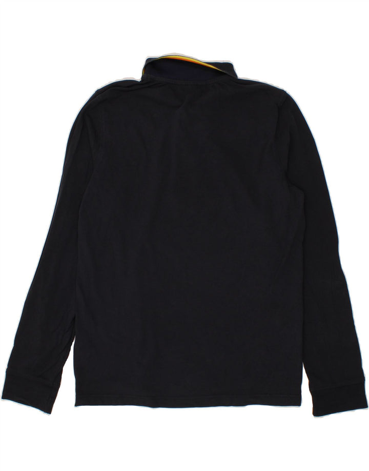 K-WAY Mens Long Sleeve Polo Shirt Large Navy Blue Cotton Vintage K-Way and Second-Hand K-Way from Messina Hembry 