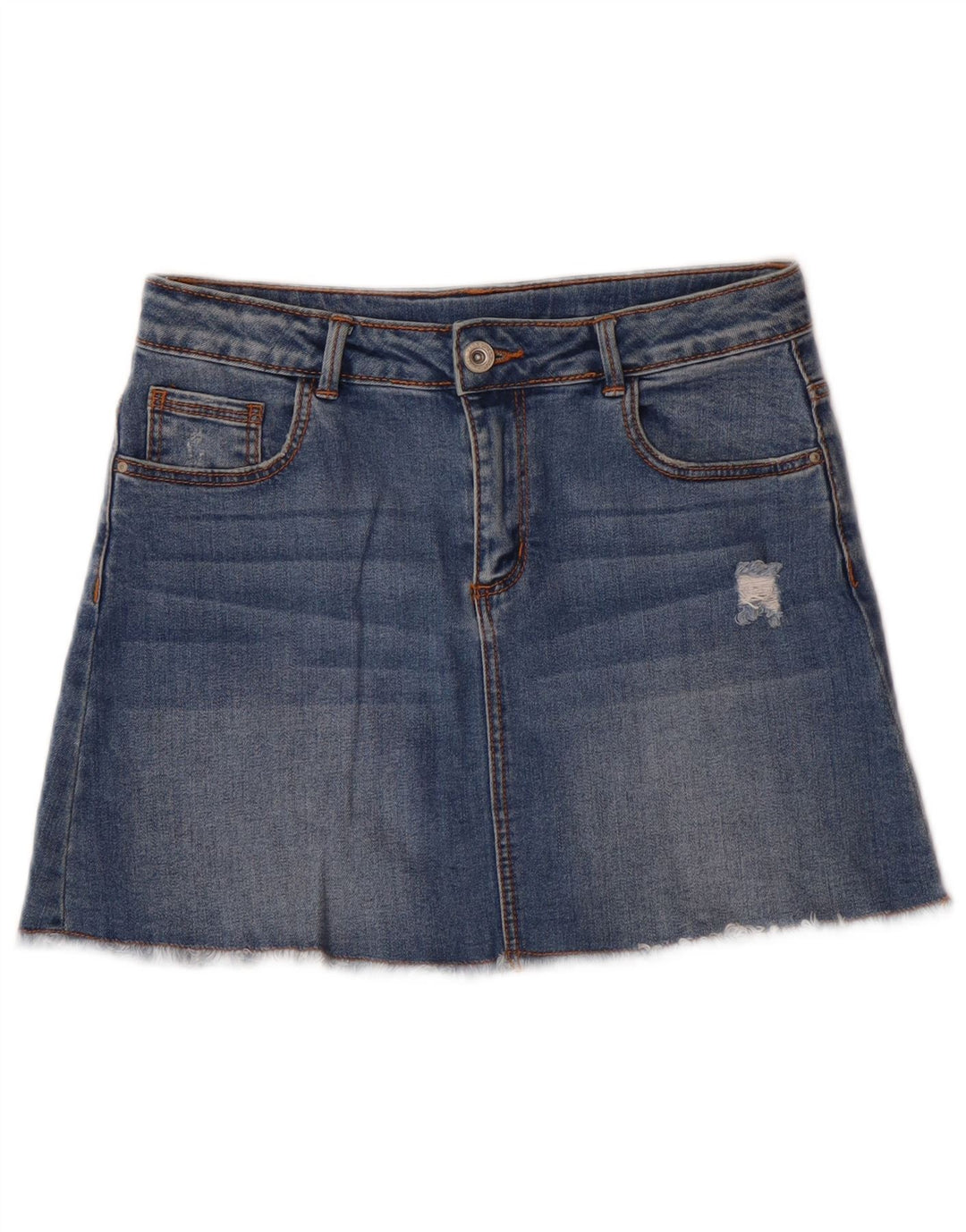 Zara Girls Distressed Denim Skirt 11-12 Years Blue