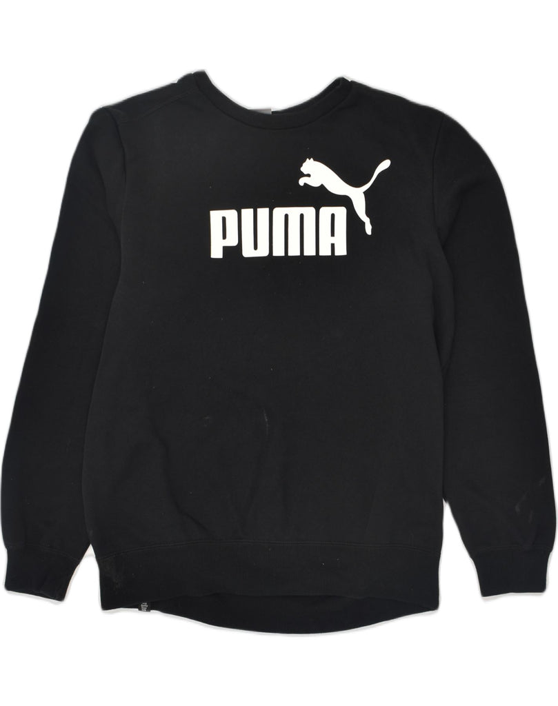 PUMA Mens Graphic Sweatshirt Jumper Medium Black Cotton | Vintage Puma | Thrift | Second-Hand Puma | Used Clothing | Messina Hembry 