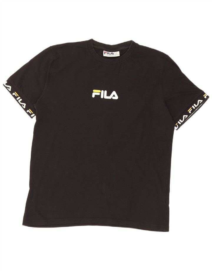 Fila Mens Graphic T-Shirt Top Medium Black Cotton