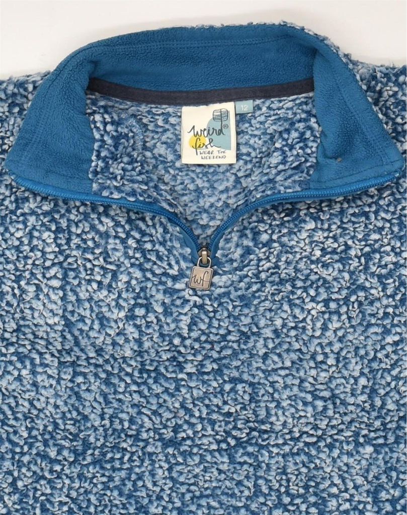 WEIRD FISH Womens Zip Neck Fleece Jumper UK 12 Medium Blue Flecked | Vintage Weird Fish | Thrift | Second-Hand Weird Fish | Used Clothing | Messina Hembry 