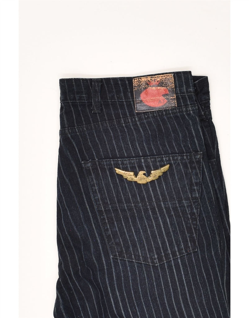 ARMANI Mens Skinny Jeans W36 L29 Navy Blue Striped Cotton | Vintage Armani | Thrift | Second-Hand Armani | Used Clothing | Messina Hembry 