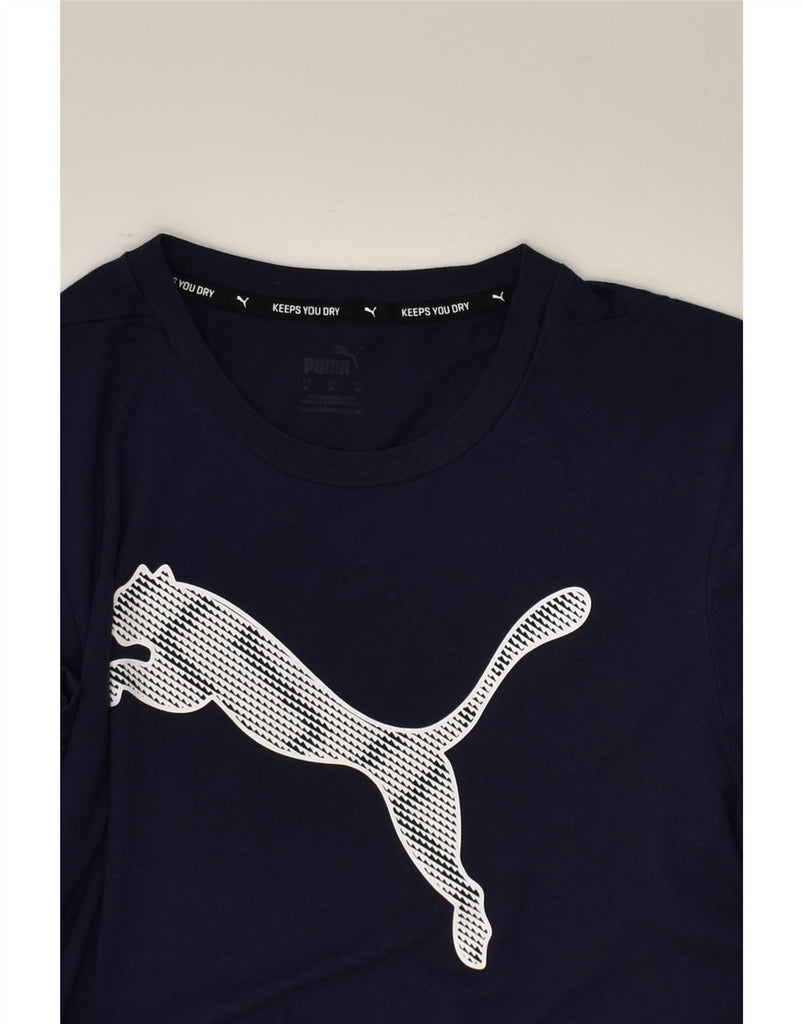 PUMA Mens Graphic T-Shirt Top Medium Navy Blue | Vintage Puma | Thrift | Second-Hand Puma | Used Clothing | Messina Hembry 