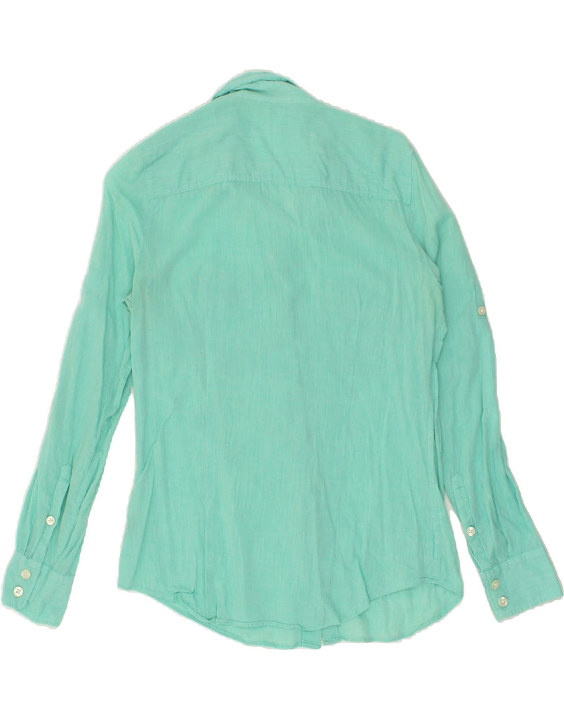 J. CREW Womens Shirt UK 10 Small Turquoise Cotton | Vintage J. Crew | Thrift | Second-Hand J. Crew | Used Clothing | Messina Hembry 