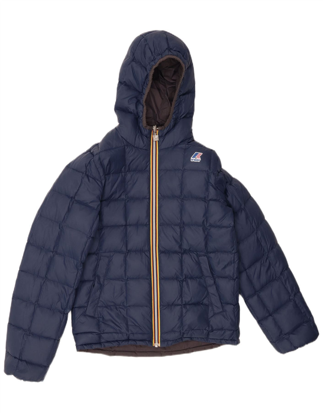 K-WAY Boys Hooded Reversible Padded Jacket 11-12 Years Small Grey