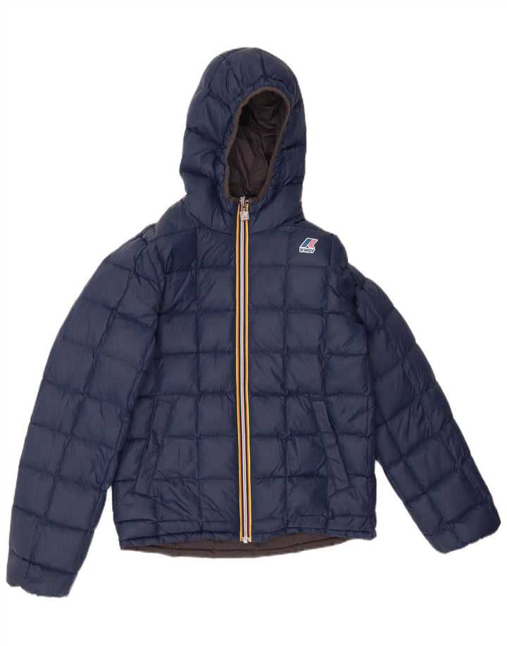 K-WAY Boys Hooded Reversible Padded Jacket 11-12 Years Small Grey