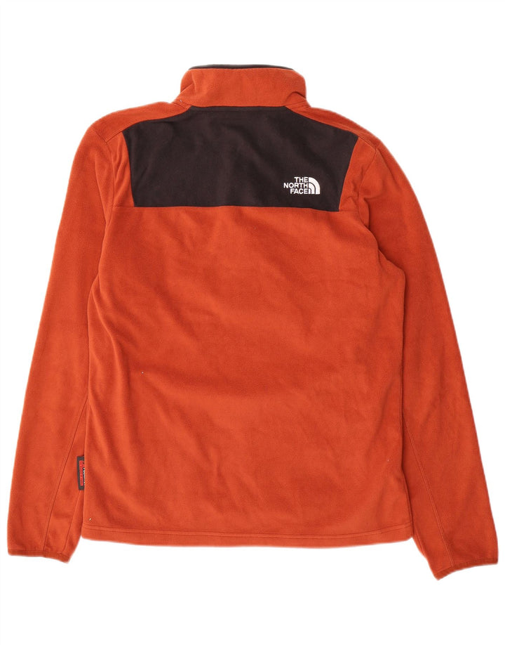 The North Face Mens Button Neck Fleece Jumper Small Orange Colourblock