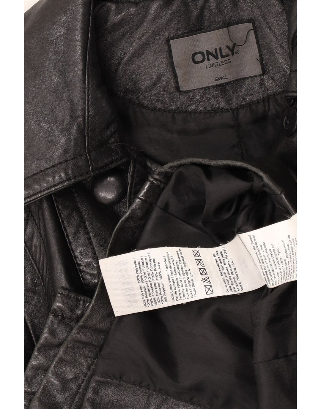 Only Womens Leather Jacket UK 10 Small Black Leather