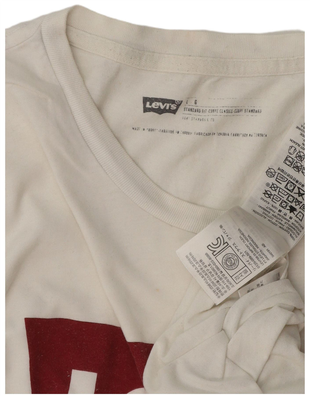 Levi's Mens Standard Fit Graphic T-Shirt Top Large White Cotton