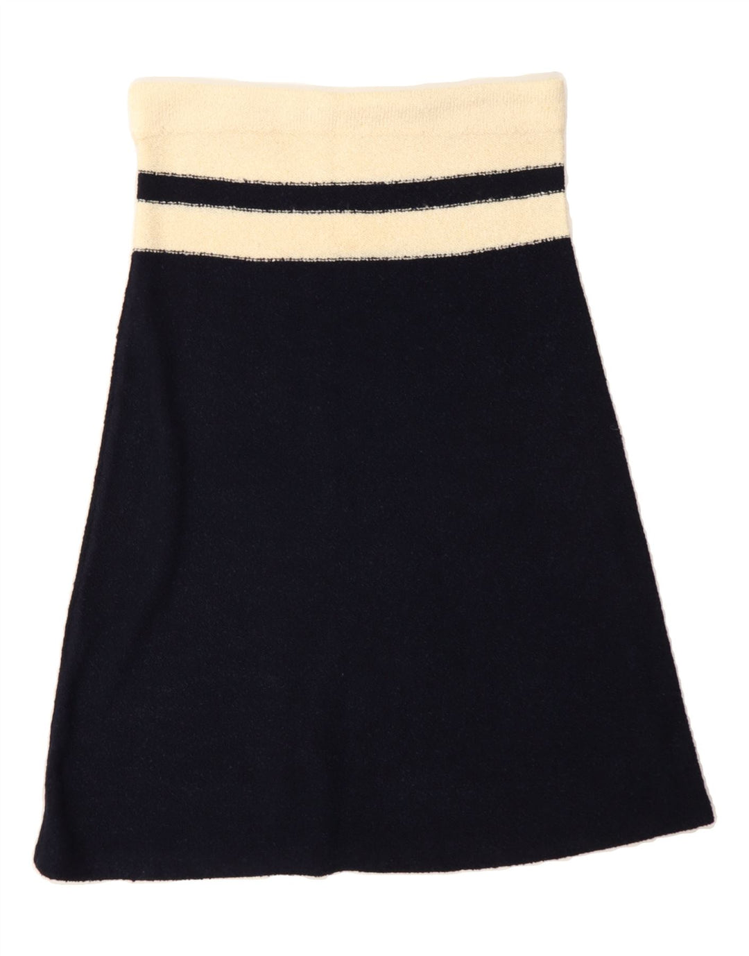 VINTAGE Womens A-Line Skirt IT 44 Medium W30 Navy Blue Colourblock Vintage Vintage and Second-Hand Vintage from Messina Hembry 