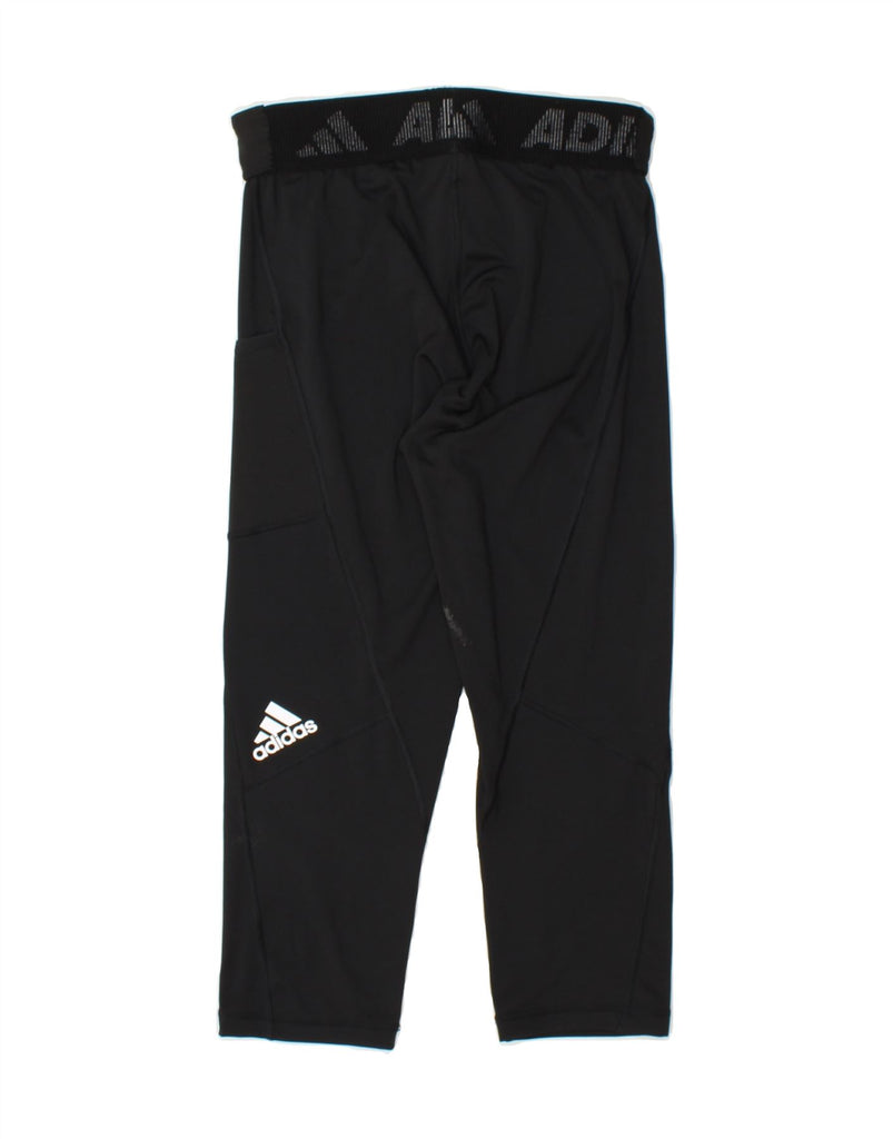 ADIDAS Womens Capri Graphic Leggings UK 12/14 Medium Black Polyester Vintage Adidas and Second-Hand Adidas from Messina Hembry 