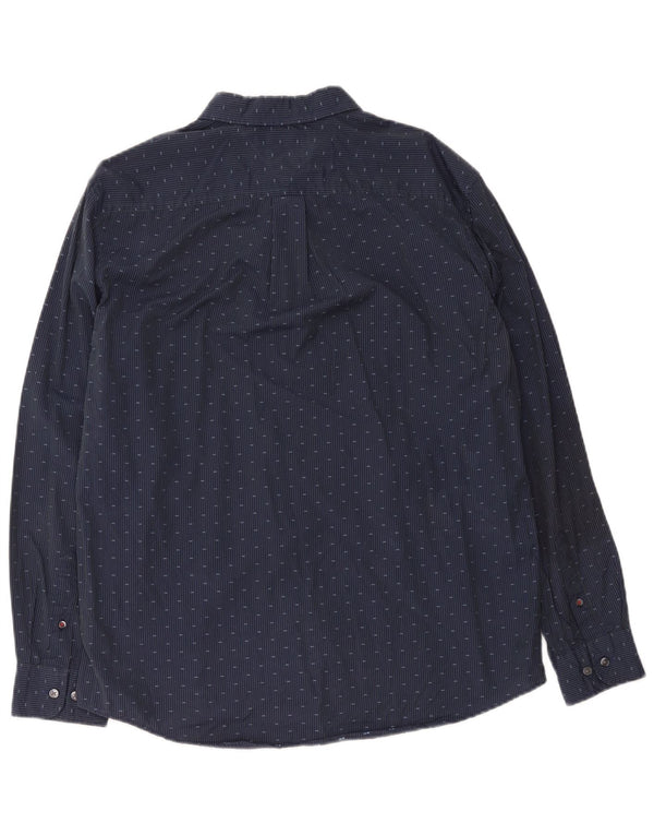 Tommy Hilfiger Mens Classic Fit Shirt Large Navy Blue Spotted Cotton