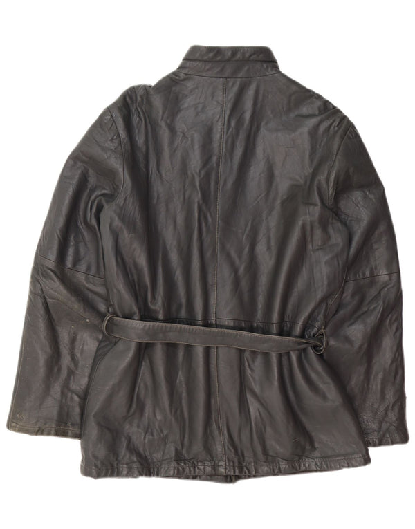 Vintage Mens Leather Jacket IT 50 Large Black Leather