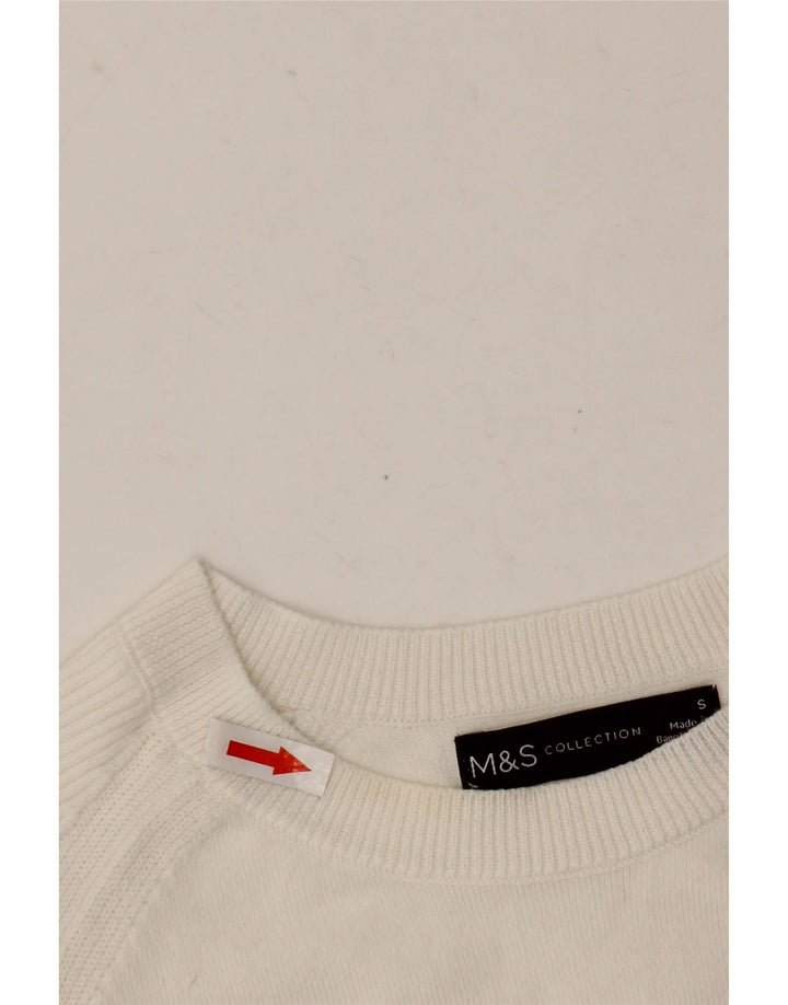 Marks & Spencer Womens Boat Neck Jumper Sweater UK 10 Small White