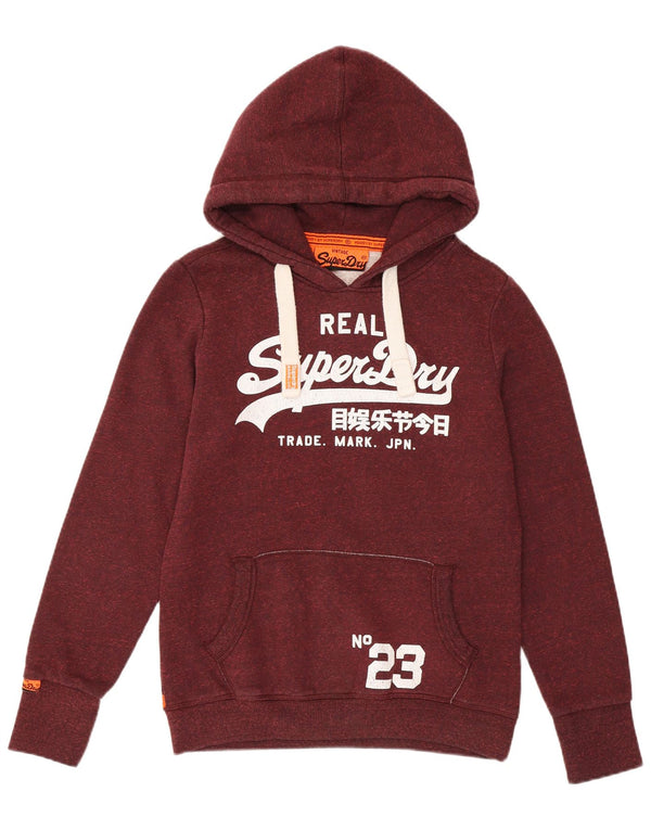 Superdry Womens Graphic Hoodie Jumper UK 14 Medium Burgundy Polyester